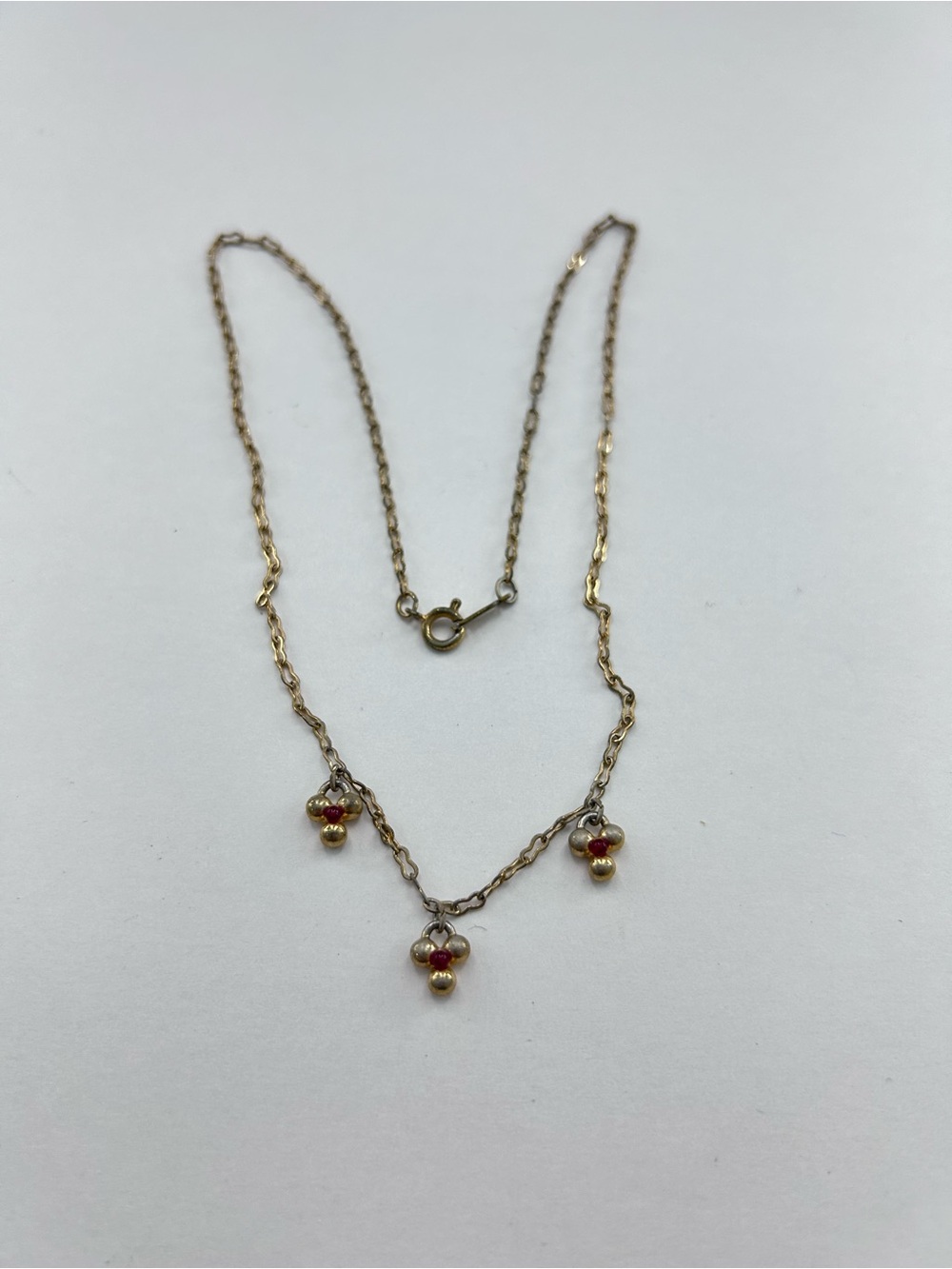 Delicate Gold-Tone Necklace with Red Accent Drops